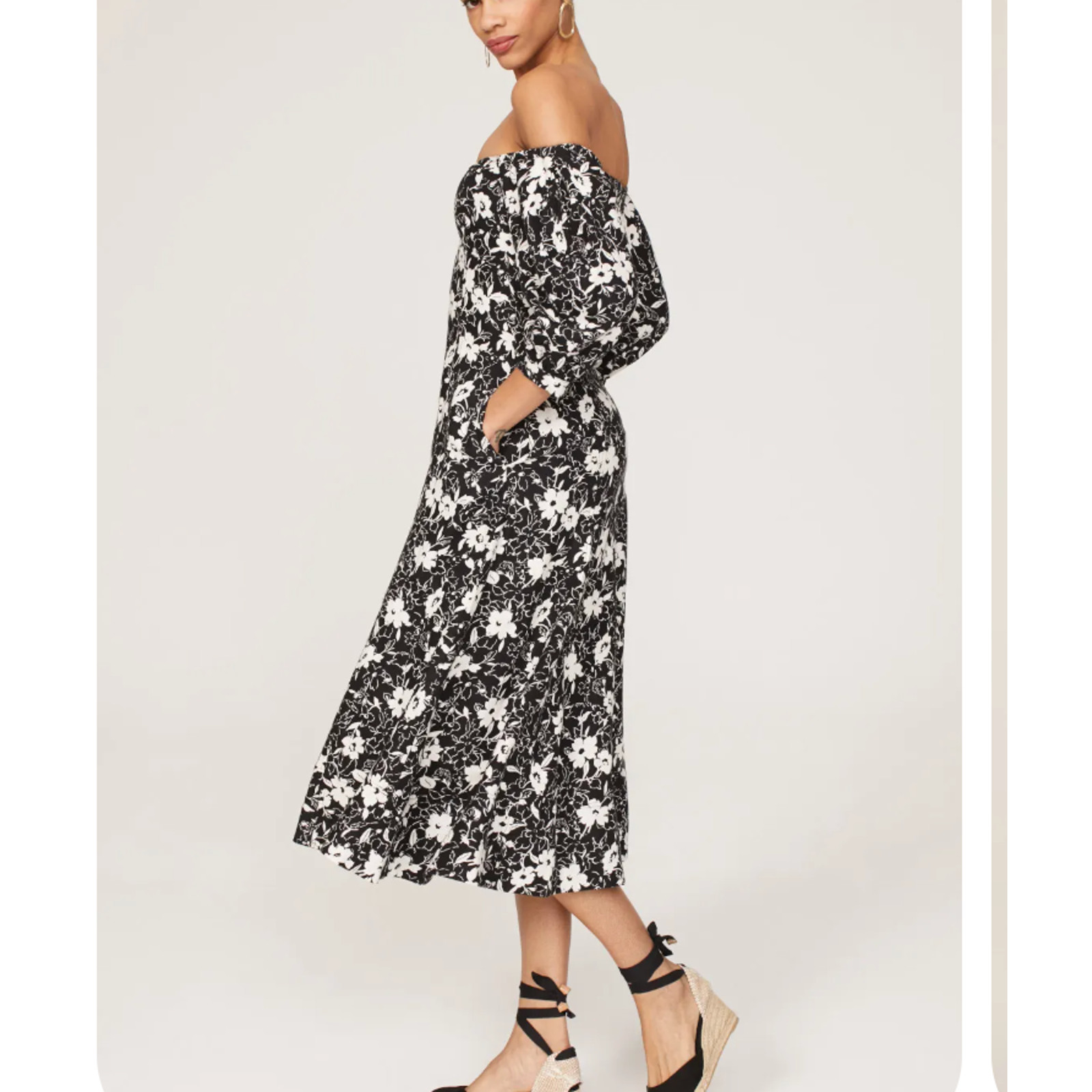 Ralph Lauren Black Floral Corset Midi Dress SIZE 8 Vacation Linen Designer $600