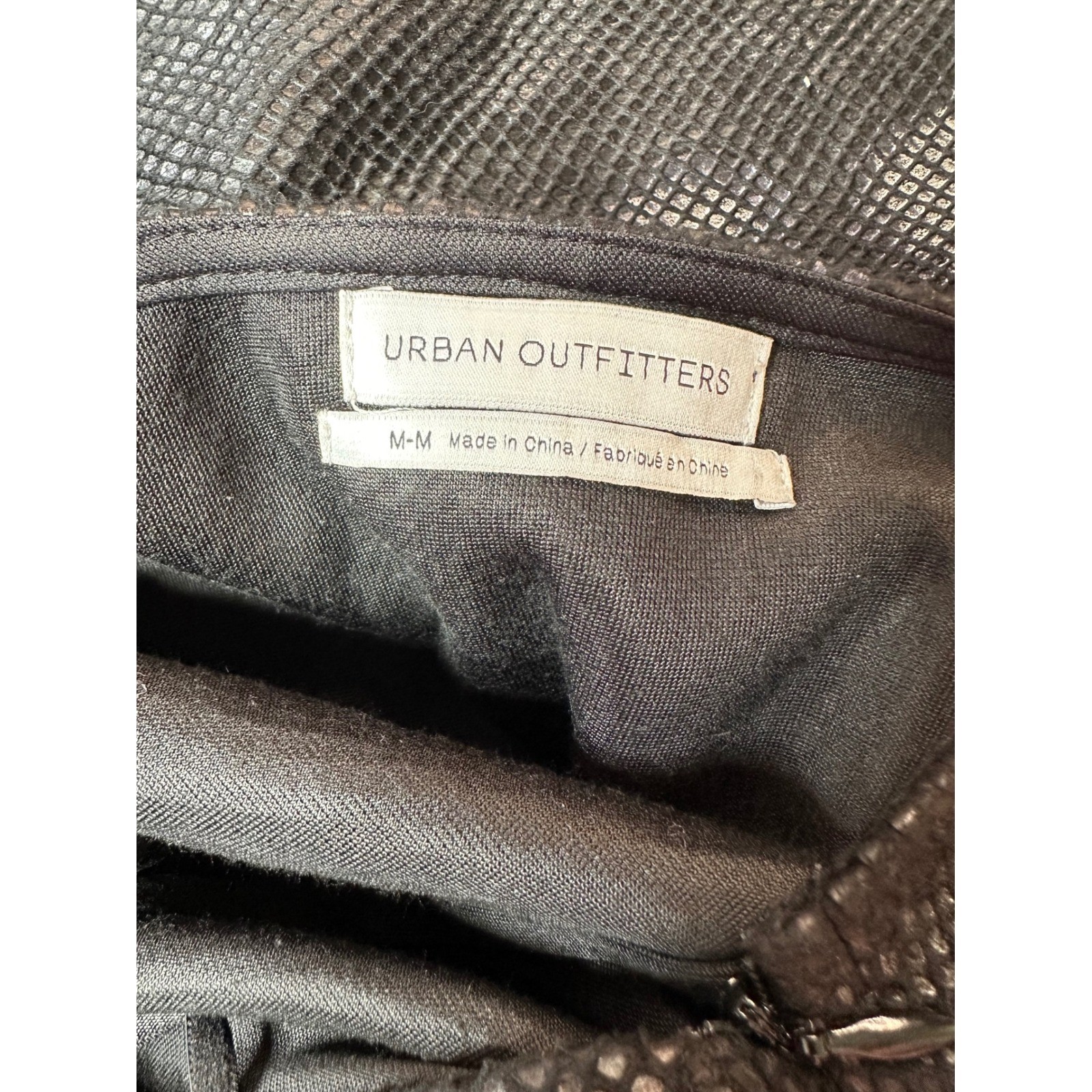 Urban Outfitters Black Snakeskin Metallic Lace Up Back Mini Dress Womens Size M