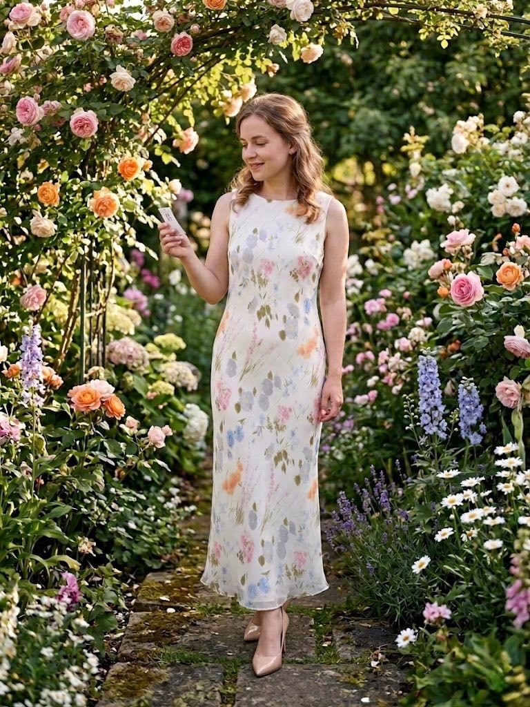 AKRIS Silk Maxi Dress Floral Print Size L US 12 EU 42 Quiet Luxury premium brand