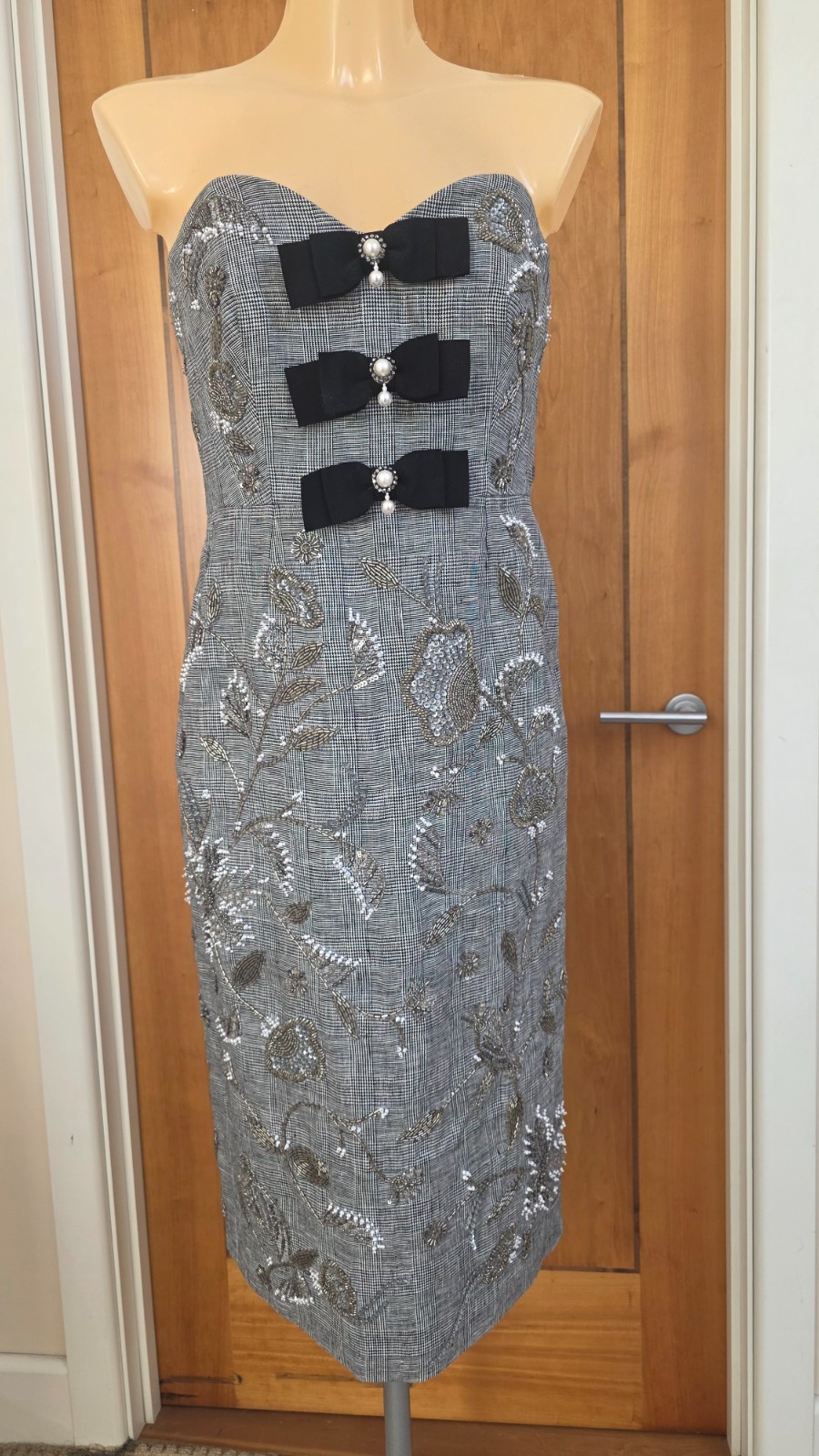 NWT Erdem Midi Dress UK10 US6 IT42 FR38 in Black & White