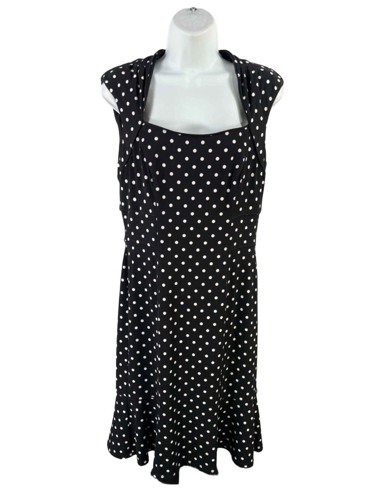 White House Black Market Women’s Black Polka Dot Square Neck Midi Dress – 8