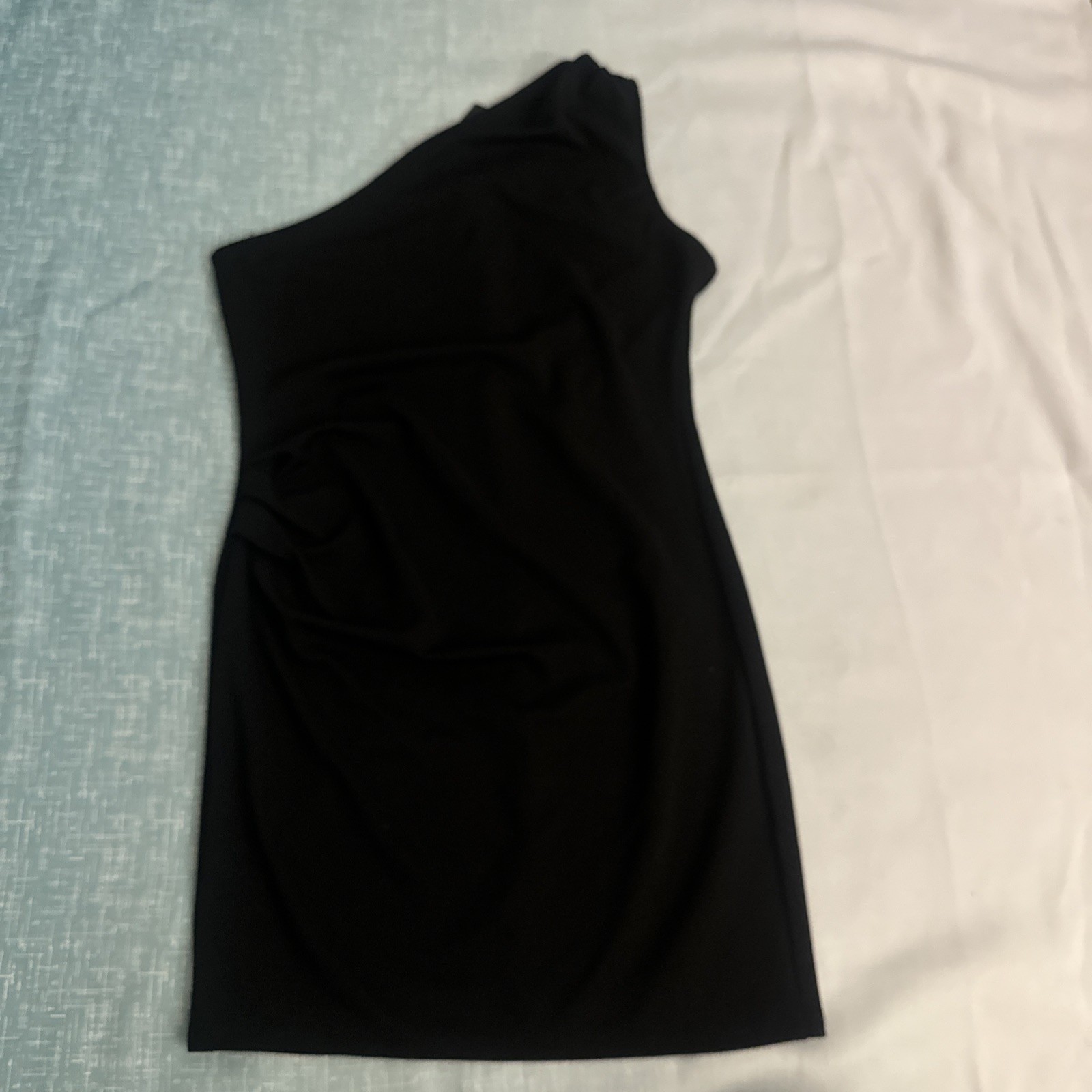 Jump Apparel Black One-Shoulder Rouched Side Dress – Size Large – NWT