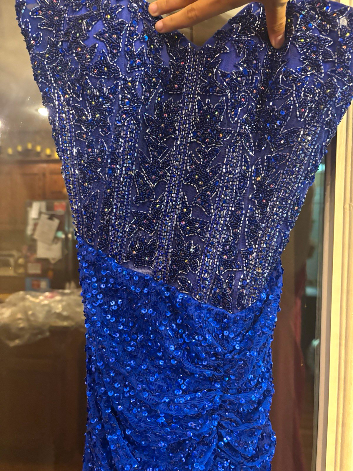 Blue Beaded Primavera Worn Once Bodycon Short Homecoming Dress Size 0 MPN 4439