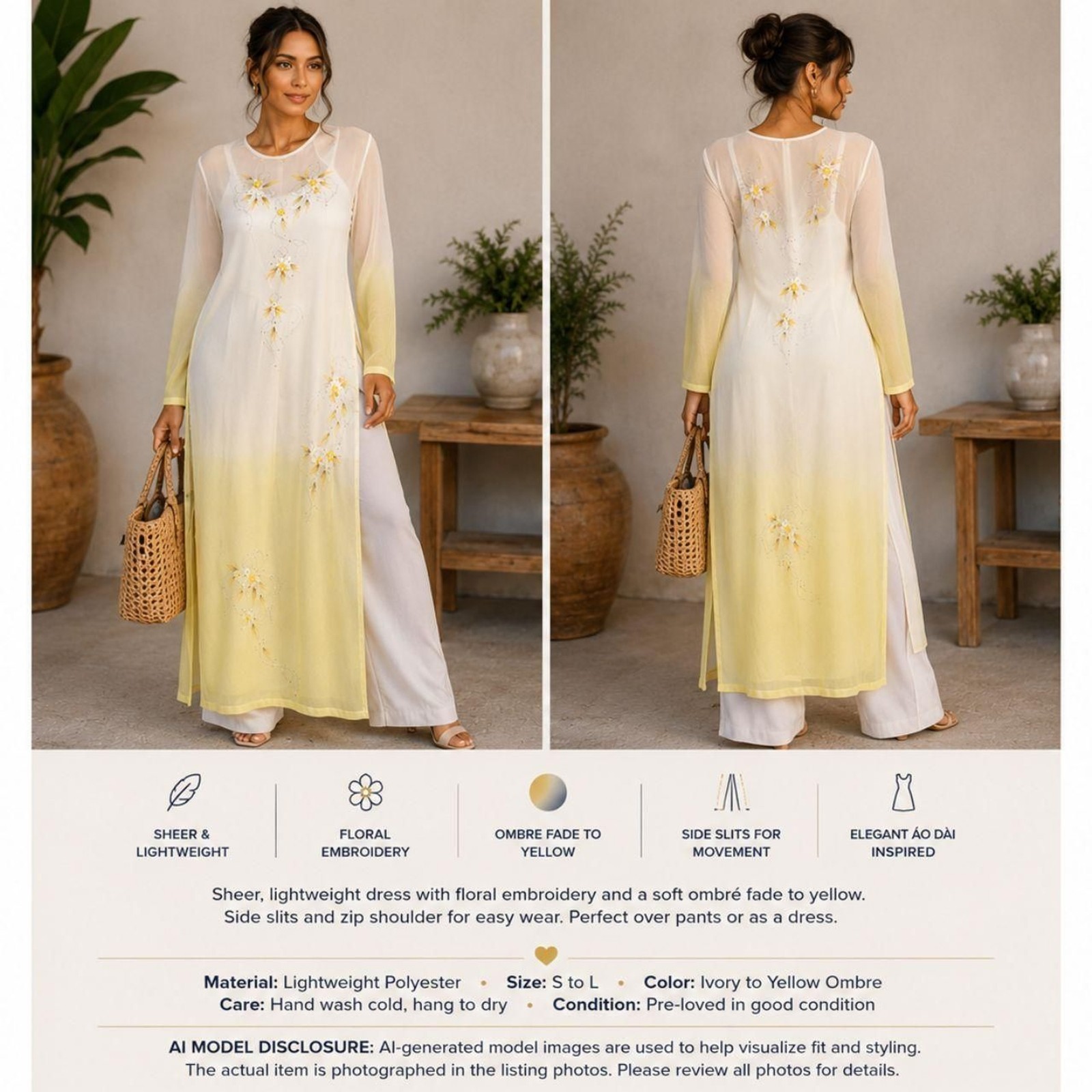 Unbranded Women’s Yellow and White Dress