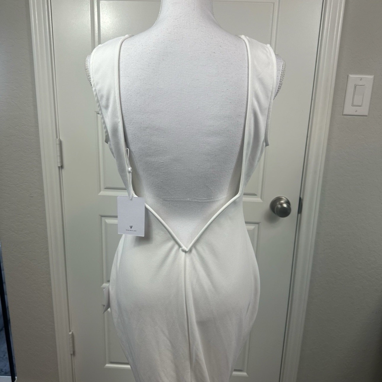 Lulus Va Va Voom White Backless Sleeveless Mermaid Maxi Dress Size Large NWT