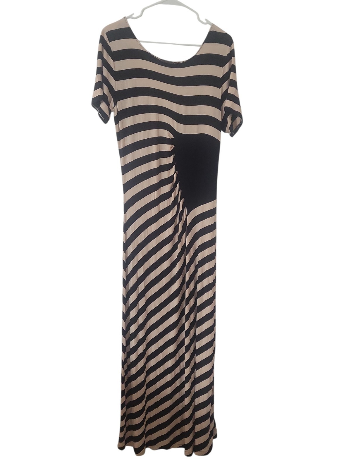 Trulli Large white and Black Striped Stretch Maxi Dress XL