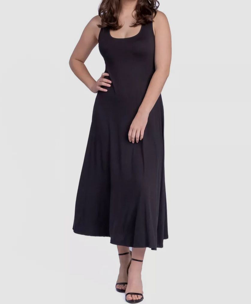 24seven Women’s Black Sleeveless Midi Dress Plus Sz 2X