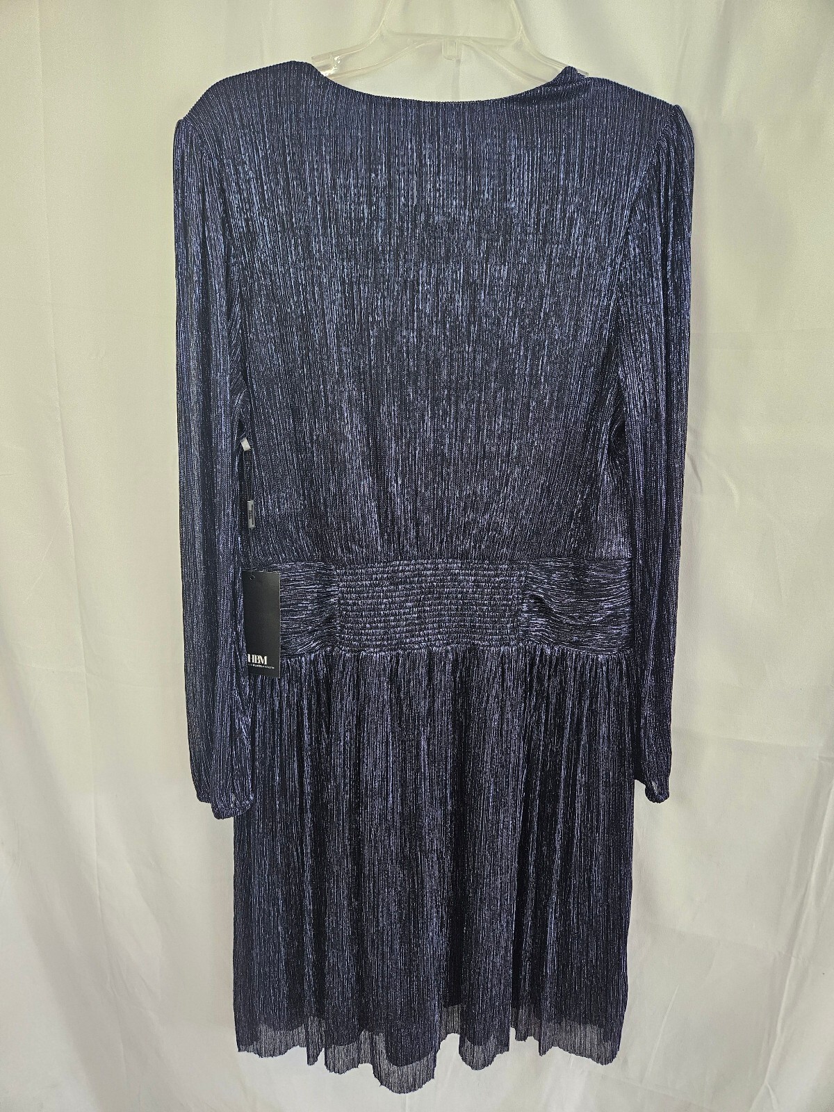 White House Black Market Blue Metallic Dress Size L NWT