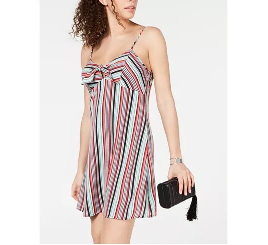 Trixxi Junior Womens S Black Pink Multi Stripe Sleeveless Lined Shift Dress NWT