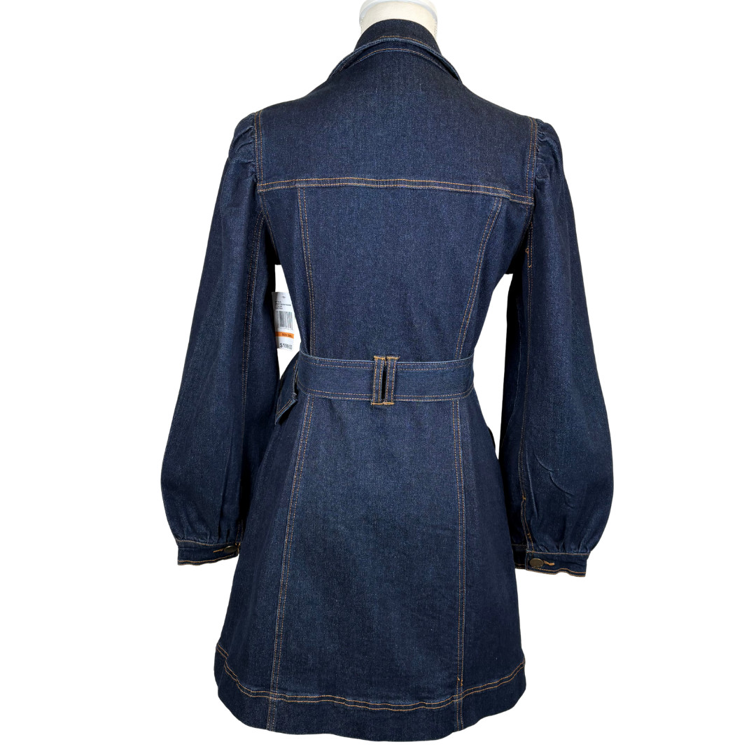 Habitual Dress Womens Small Blue Denim Belted Shirt Dress Puff Sleeves Pockets
