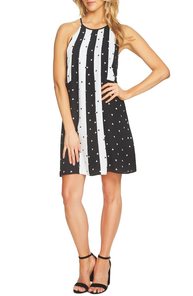 CeCe Colorblock Triangle Striped Halter Shift Dress, Size 0 ($119)