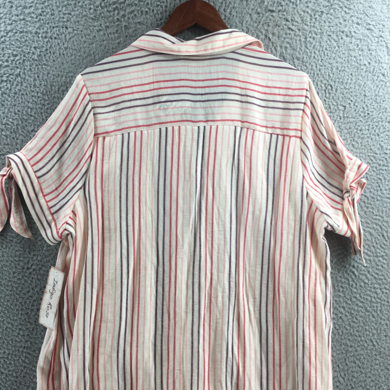 Indigo Rose Shirt Dress Womens 2X Multicolor Striped Short Sleeve Collared NEW