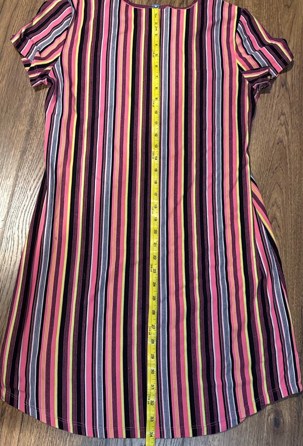 Women’s Comfortable Bright Colorful Striped T-shirt Dress SS Soft Medium