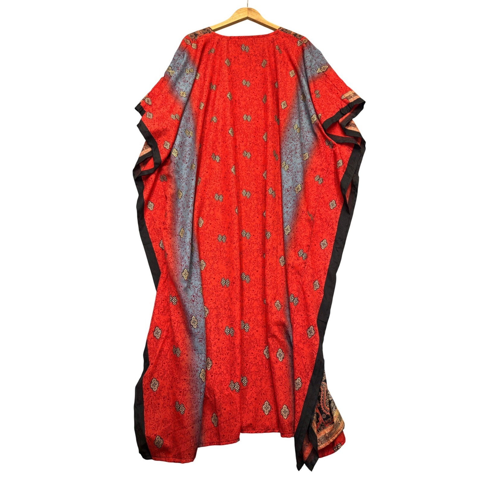 Sante Classics Red Paisley Kaftan Maxi Dress One Size Boho Resortwear India
