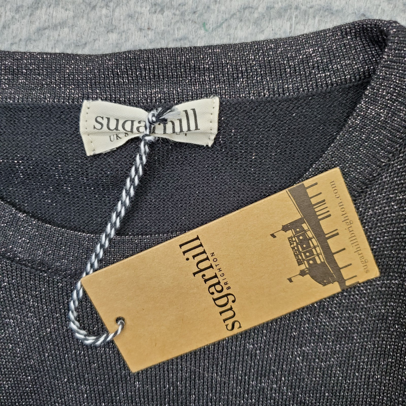 Sugarhill Brighton Sparkly Sweater Dress Women 4 Multi Metallic Knit Long Sleeve