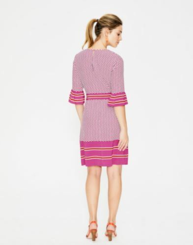 Boden Pink Andrea Belted Dress Fluted Sleeves Sz 10L $98