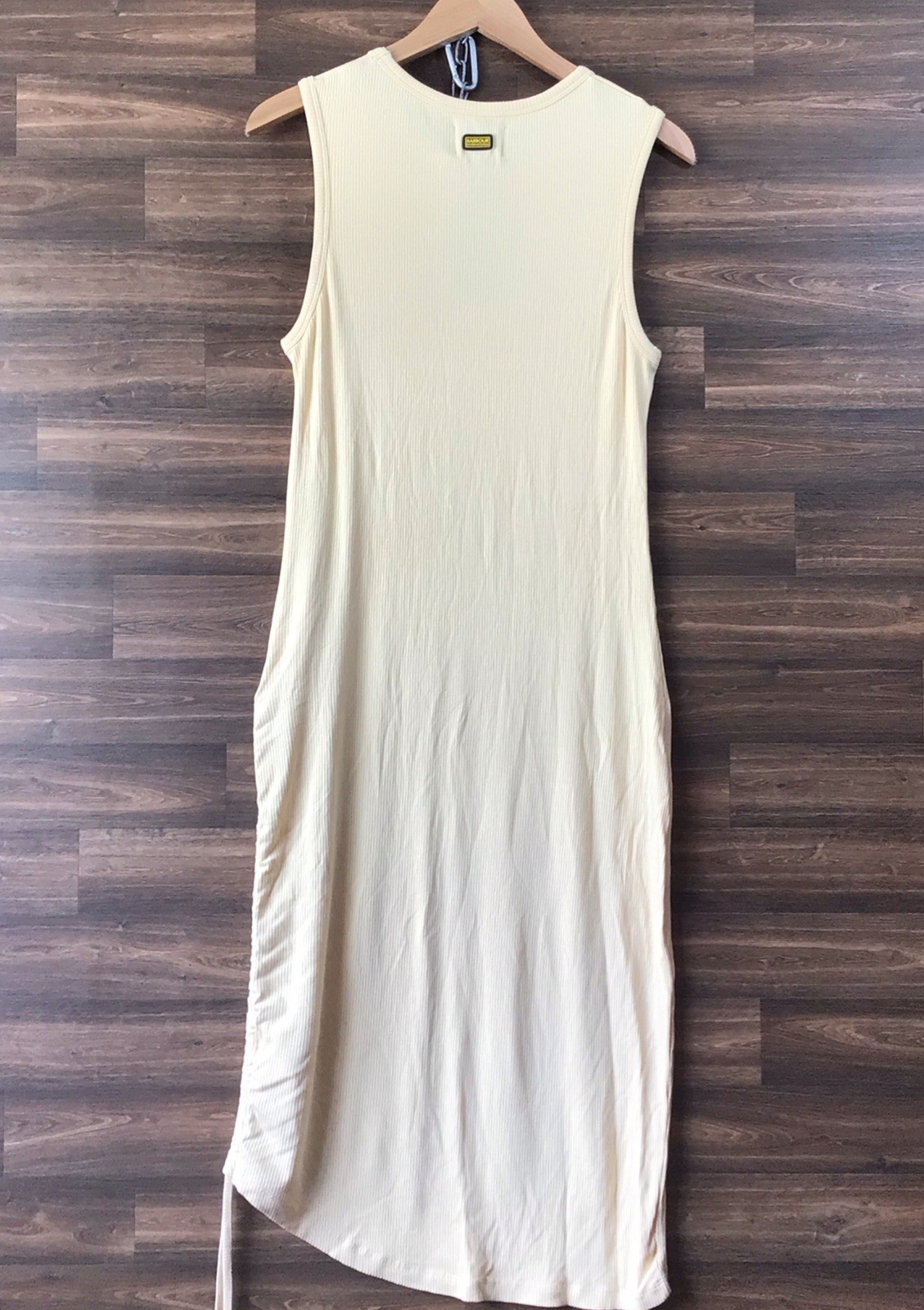 Barbour Int’l Soft Yellow “Lorimer” Ribbed Jersey Midi Dress Size 14 BNWT. Read.