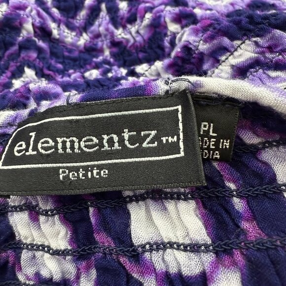 Elementz Boho Maxi Dress Petite Large Purple & White Sleeveless Stretchy Rayon
