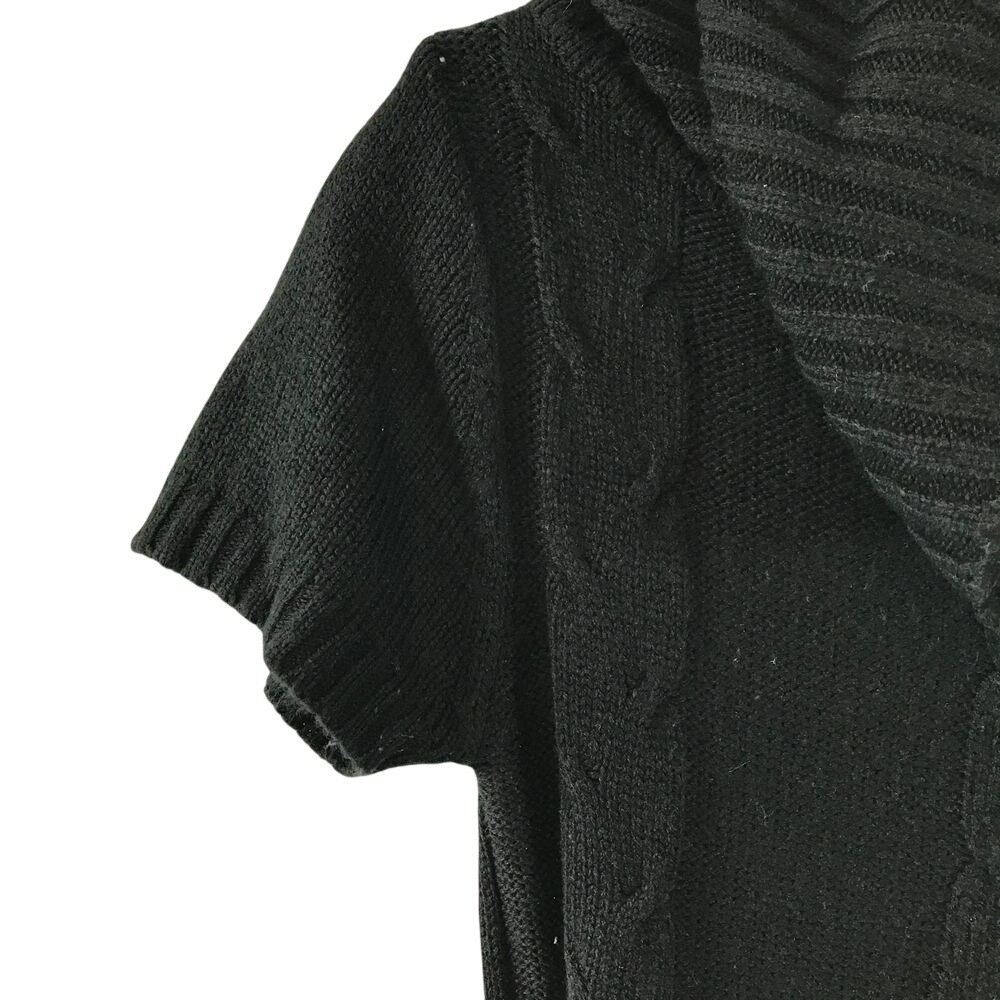 Frieda Kelly Womens Black Cable Knit Cowl Neck Short Sleeve Sweater Dress S 6135