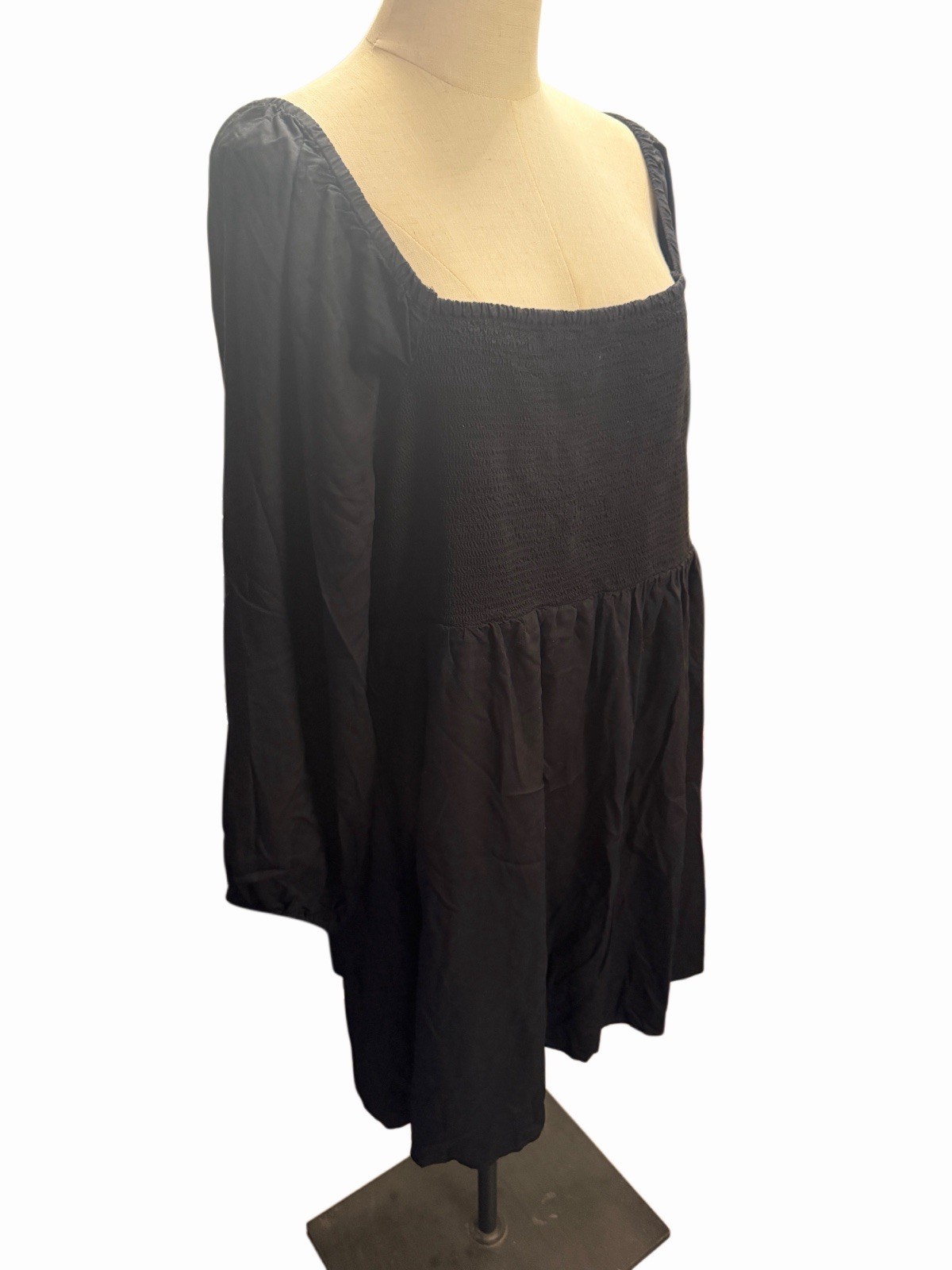 Women’s Plus Size 1X Peasant Cottagecore Babydoll Whimsigoth Dress Black