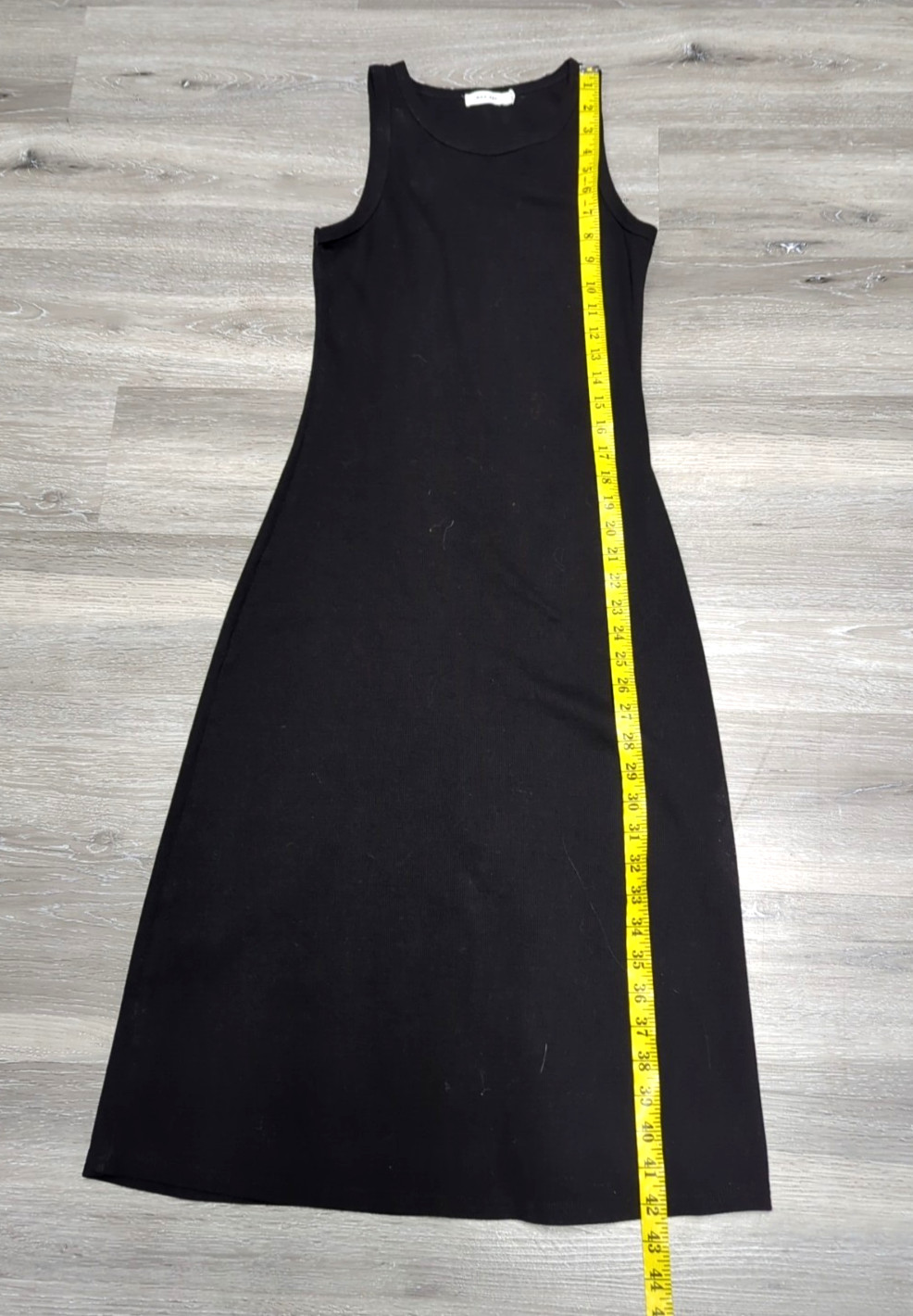 Mod Ref Black Ribbed Tank Dress Midi Stretch Cotton Casual Comfort Active Size S