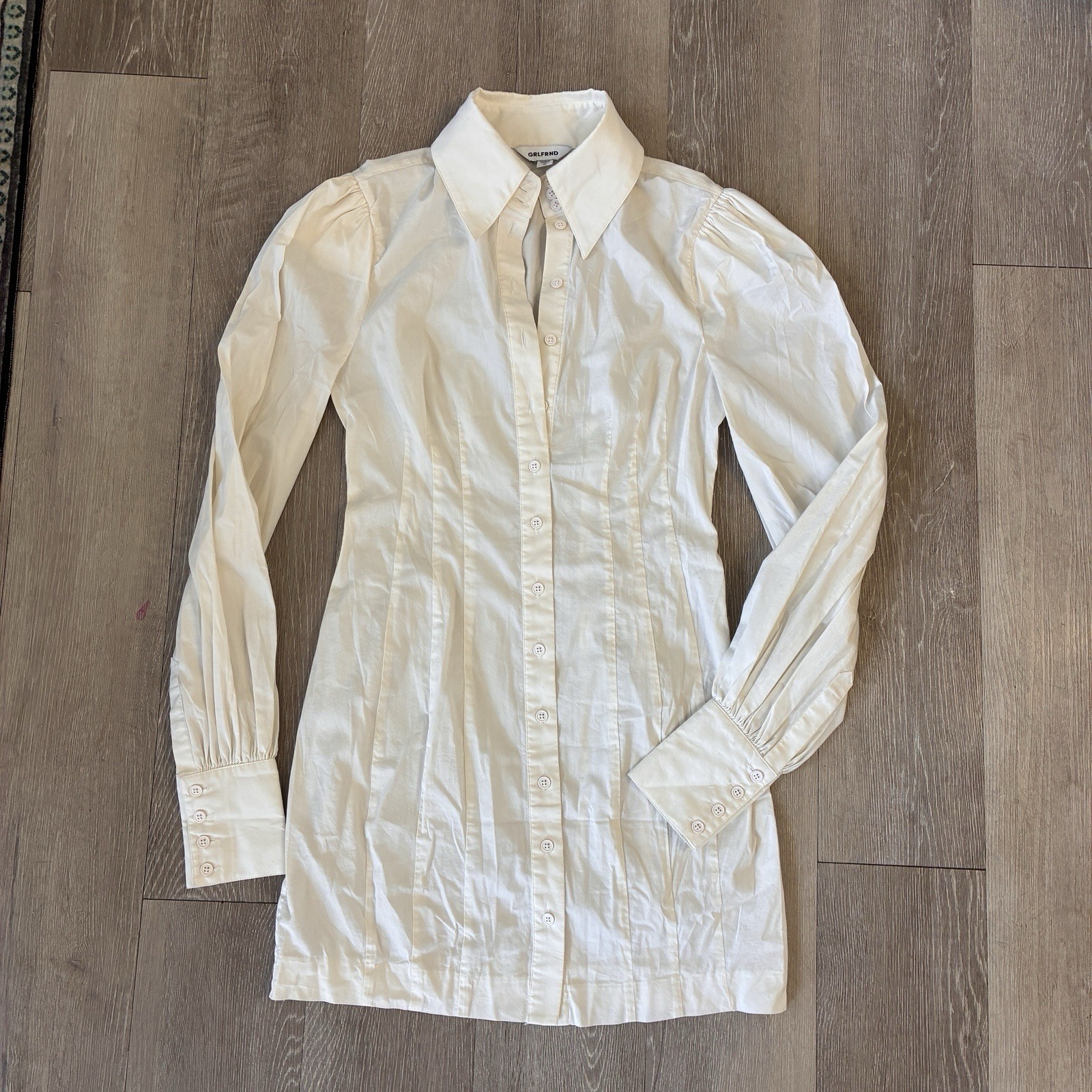 GRLFRND White button down shirt dress Classy minimalist schoolgirl Stretch S
