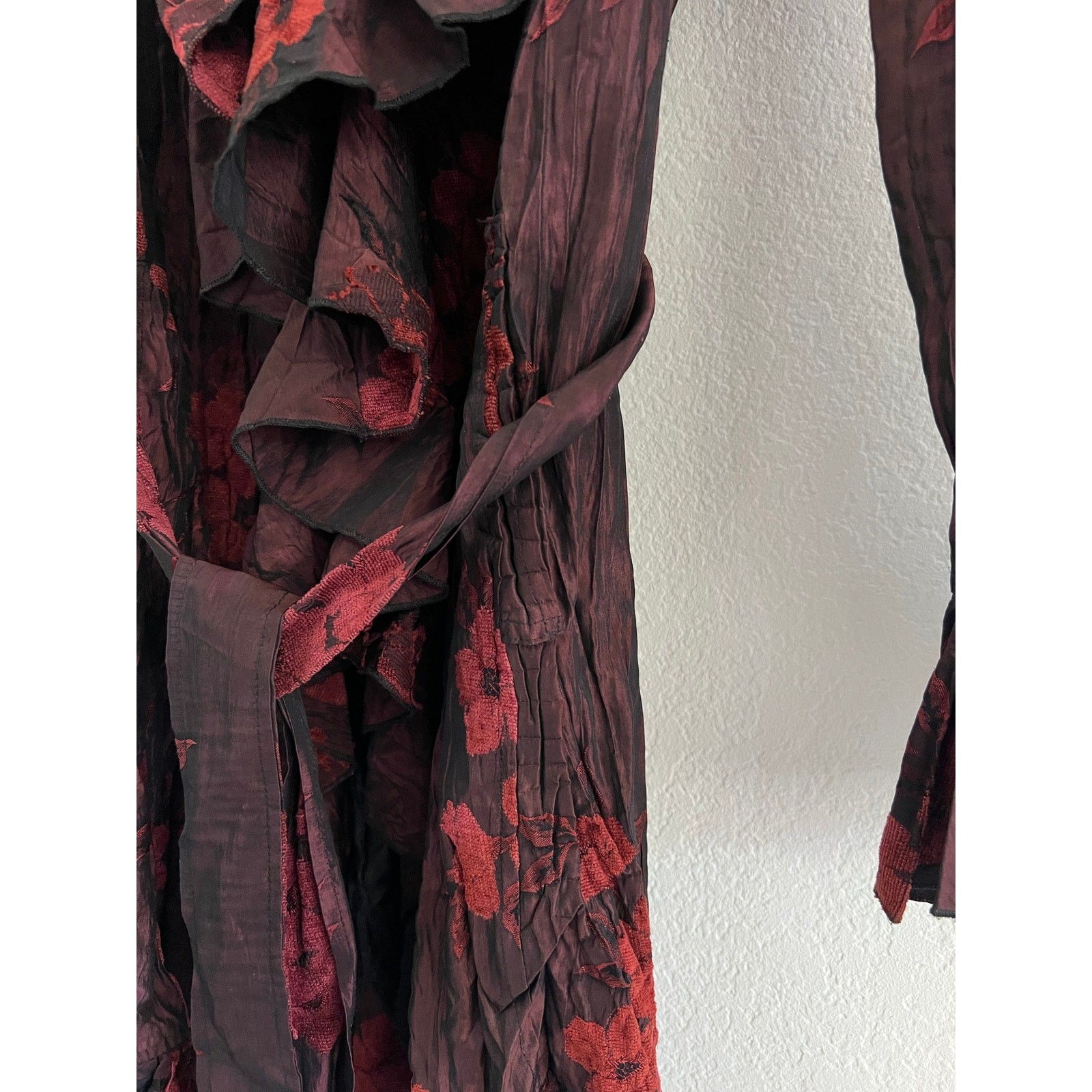 Alberto Makali Crushed Velvet Burnout Floral Mini Dress Small Whimsygoth Artsy