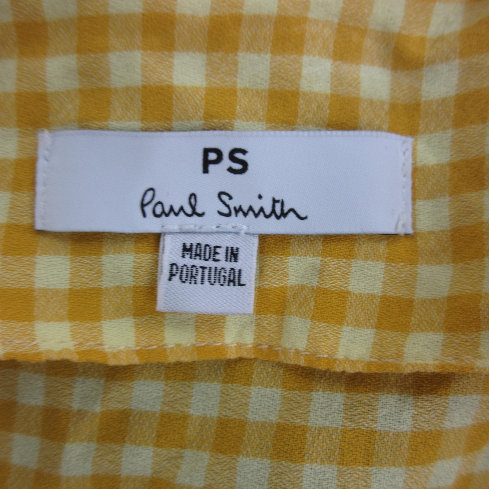 PS Paul Smith Dress Womens 38 Yellow Cotton Gingham Wrap Midi V Neck Belted