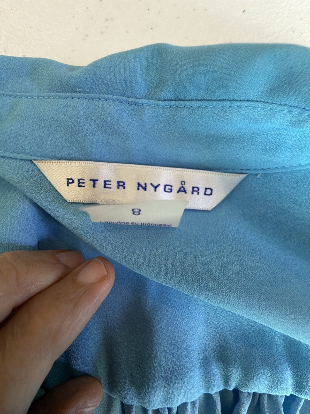 Peter Nygard Long 8 Blue Floral Sleeveless victorian resort vacation Dress vest