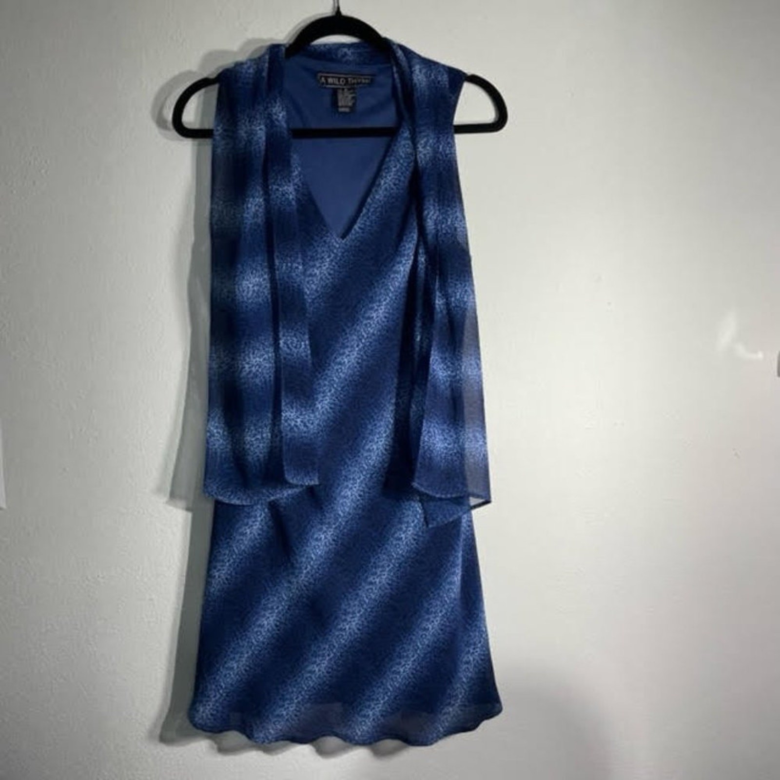 Wild Thyme Blue Ombre Leopard Sheath Dress with Shawl 16