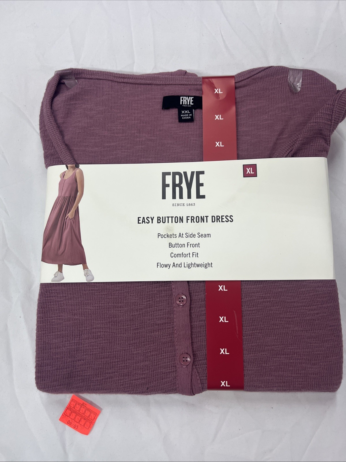 Frye Women’s Easy Button Front Side Pockets & Comfy Fit Dress Wistful Mauve XL