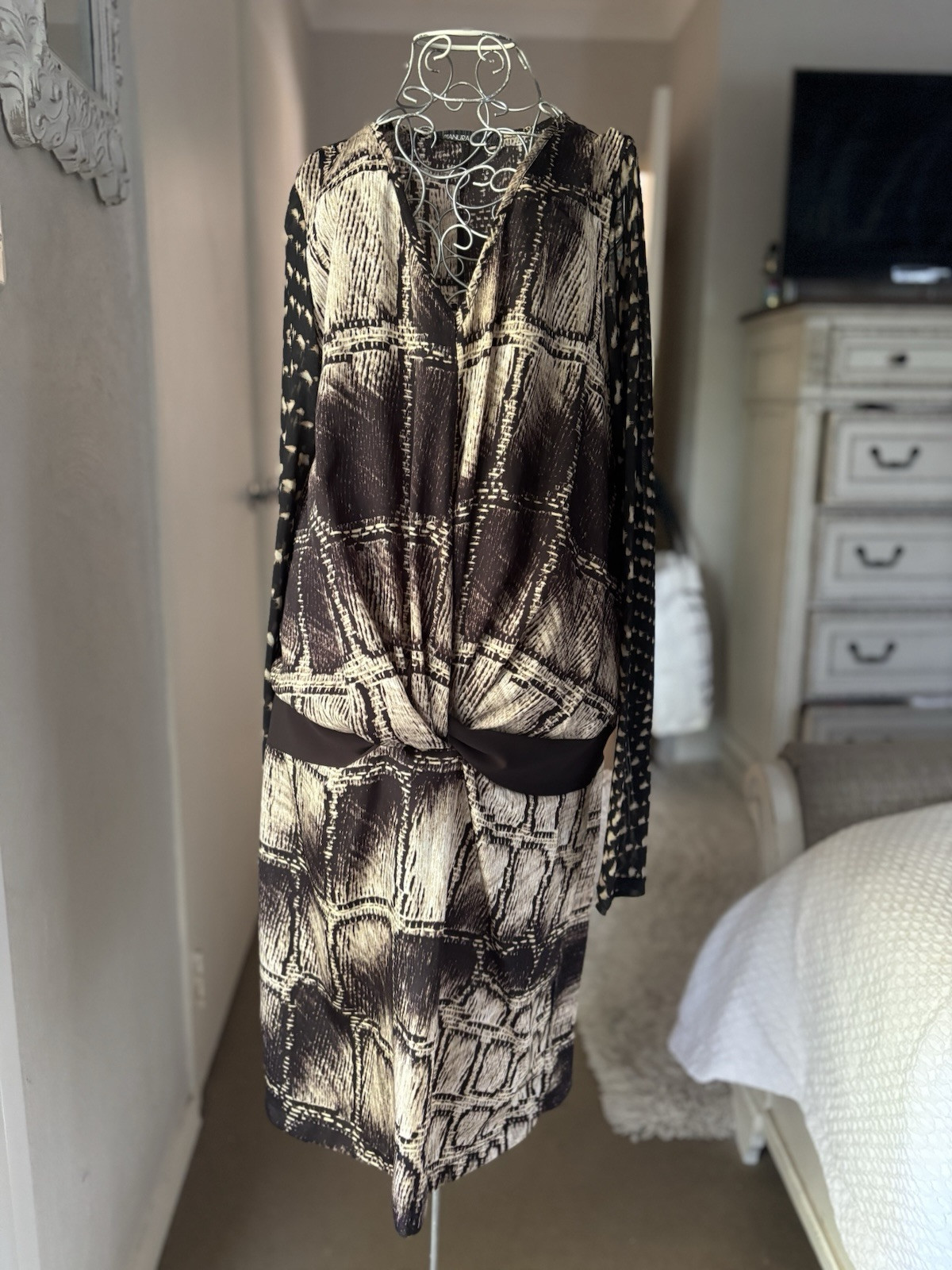 PIANURA STUDIO Italian silky satin party dress IT46 AU14 L