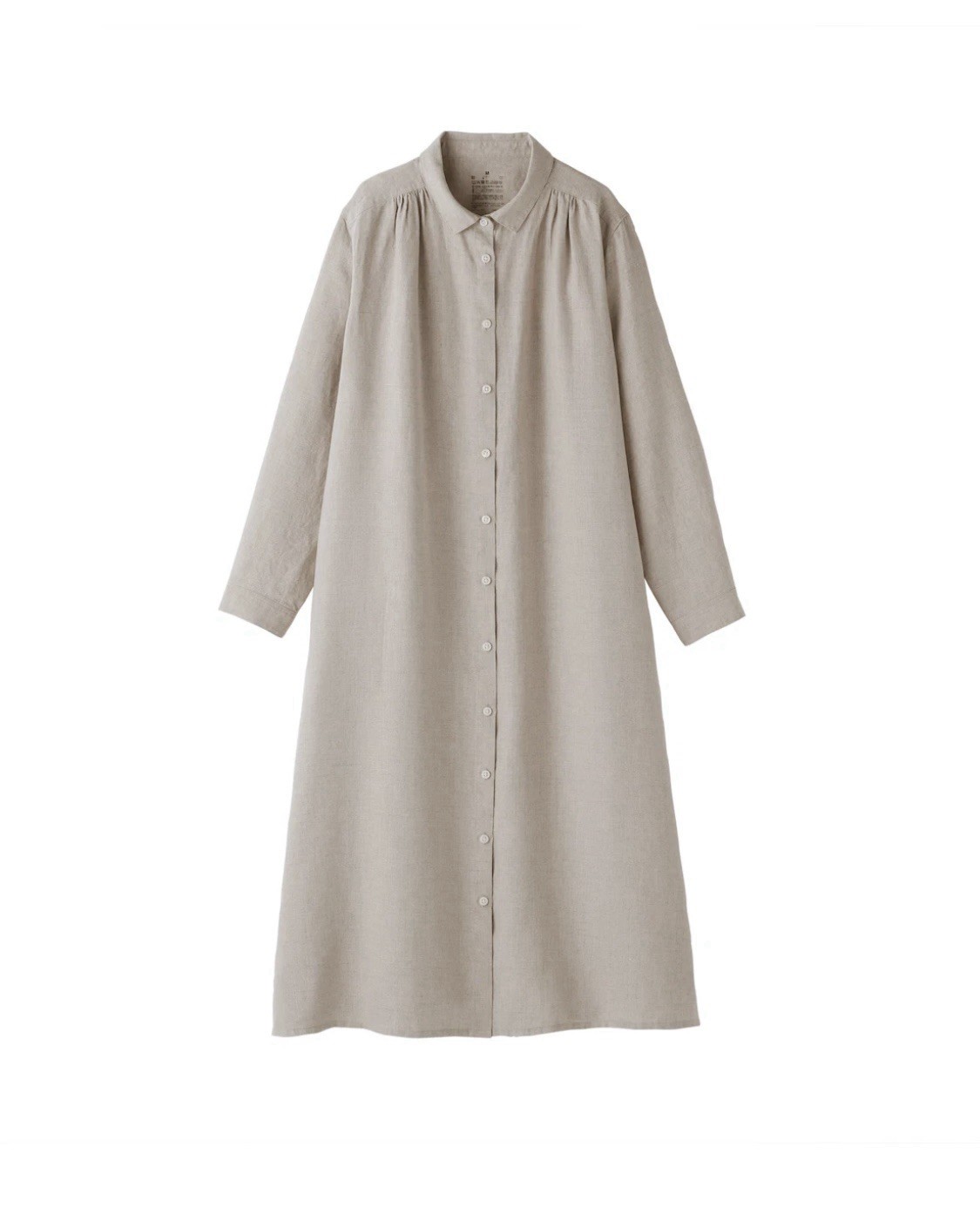 MUJI Womens 2005 100% Natural Linen Minimalist Long Sleeve Shirt Dress Size S