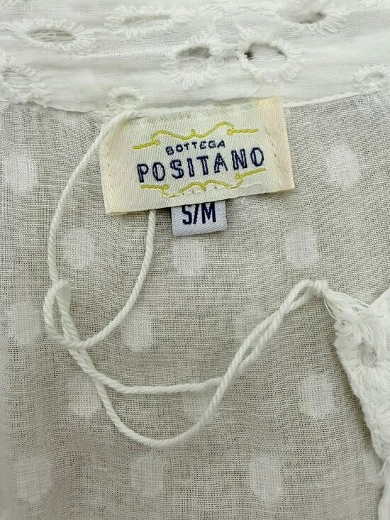 Bottega Positano NWOT Beaded Embroidered Babydoll White Eyelet Dress Size S/M