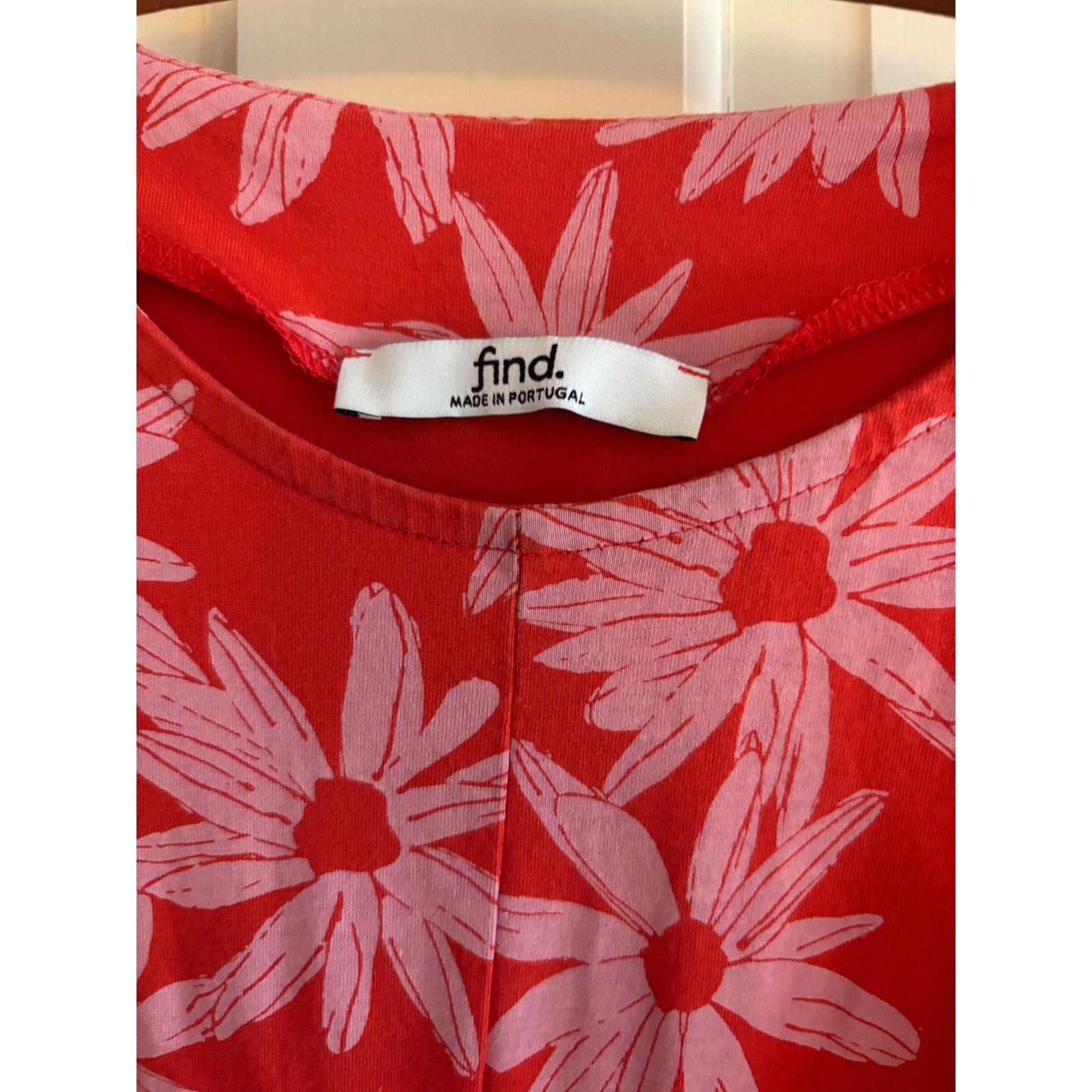 find. Red Pink Daisy Floral Wrap Waist Cotton Midi Dress Short Sleeve Portugal