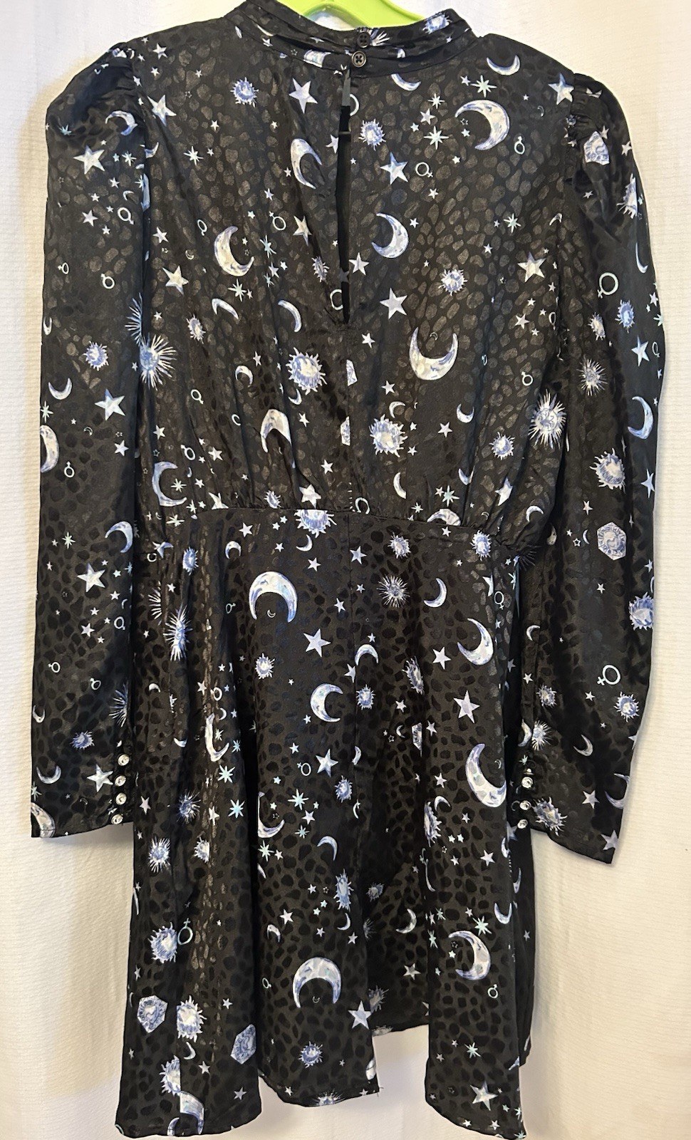 ASOS Celestial Print Long Sleeve Wrap Dress 10 US Sun Moon Stars NWT