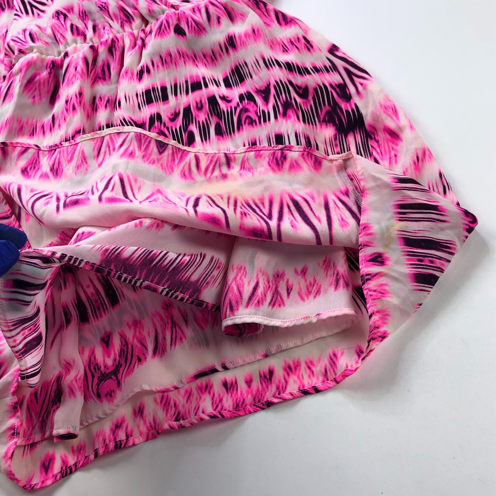 Parker Medium 100% Silk Elastic Waist Mini Dress Pink STAIN PLS READ