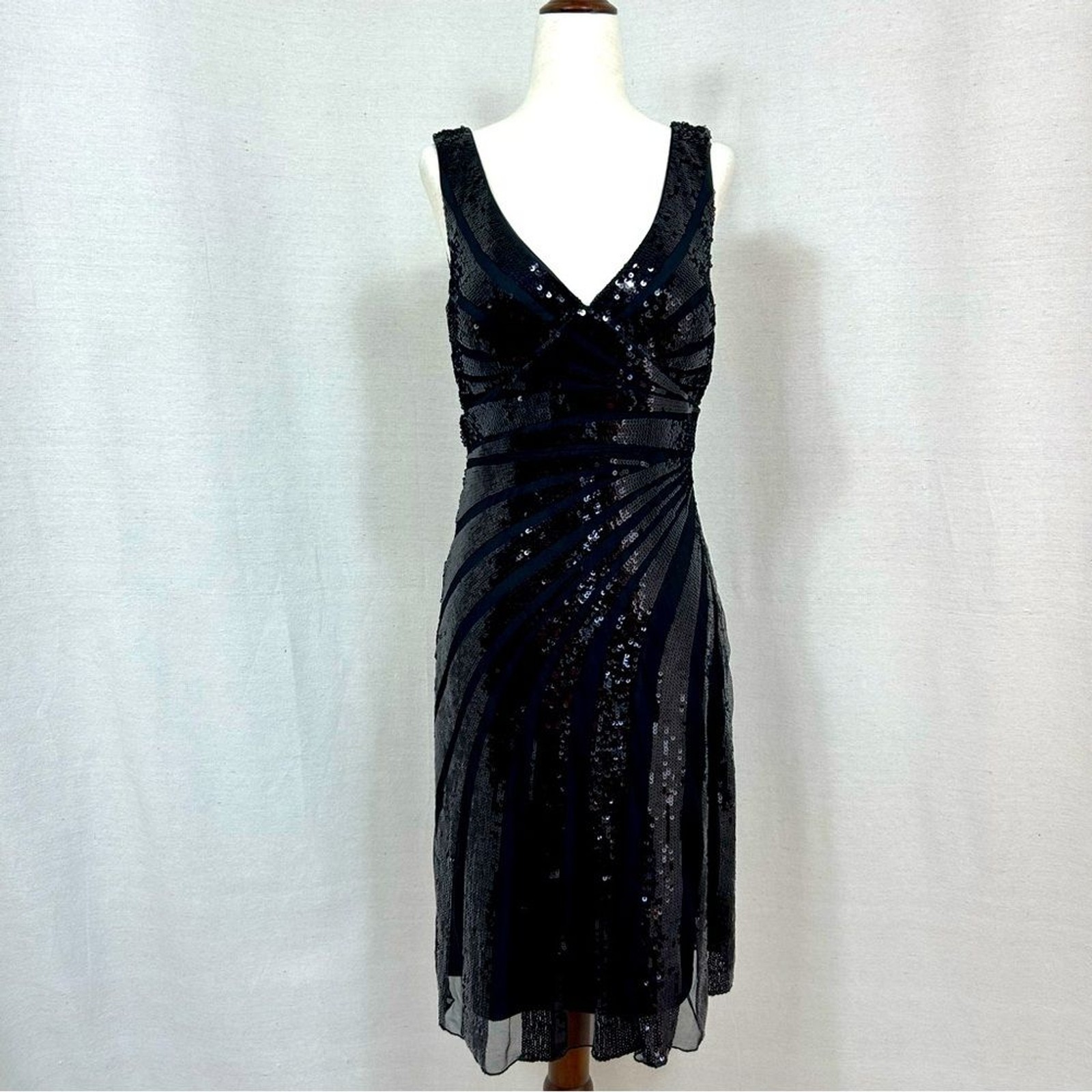Black JS Collections Sequin Strip Mesh Dress