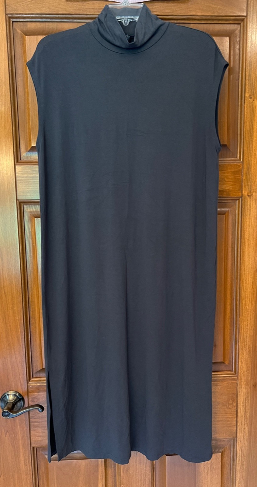 Eileen Fisher Gray Midi Dress Mock Turtleneck GUC Small