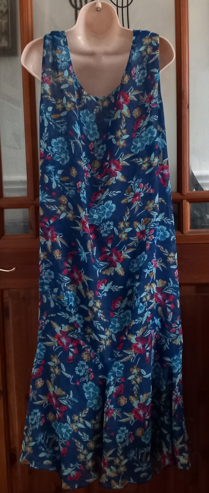 VTG Look Double Layer Chiffon Reversible Midi Dress Size 18 20 Boho Hippy