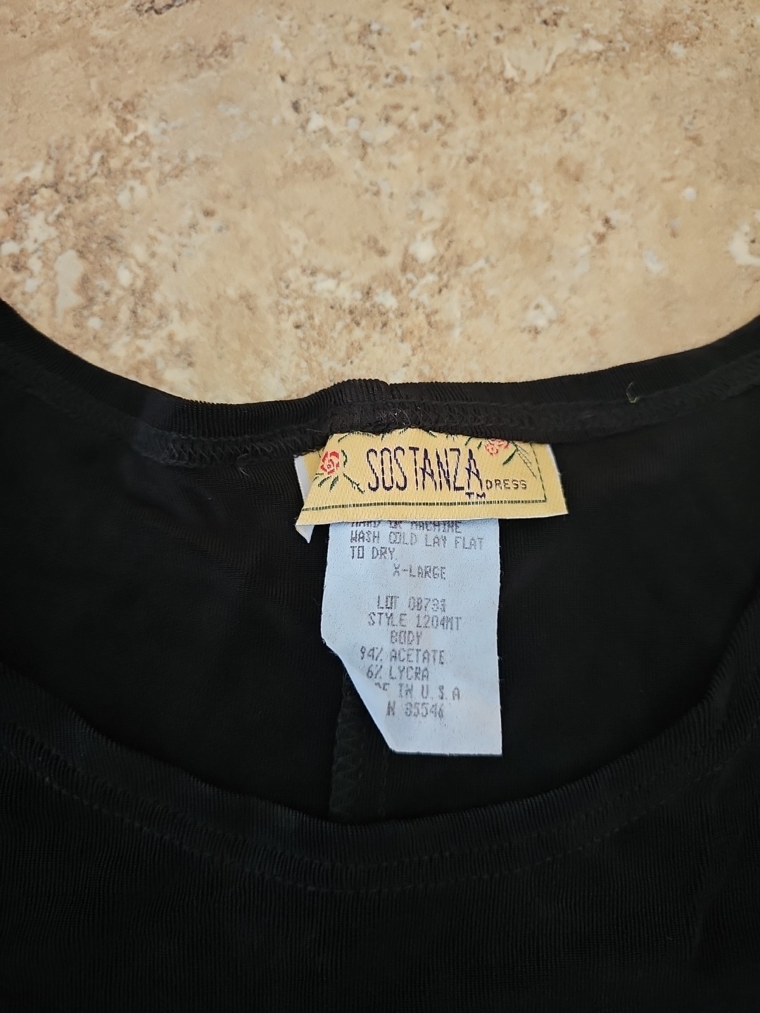 NWT Sostanza Dress Black Acetate Blend Sz XL Made in USA Vintage
