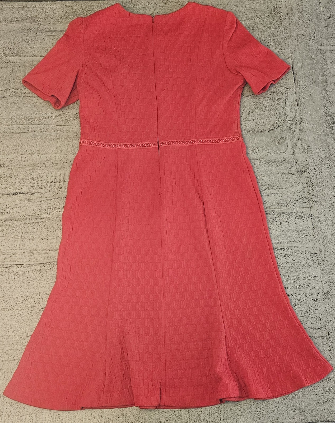 Maggy London Women’s Size 12 Red Solid A-Line Knee Dress Short Sleeve Zip