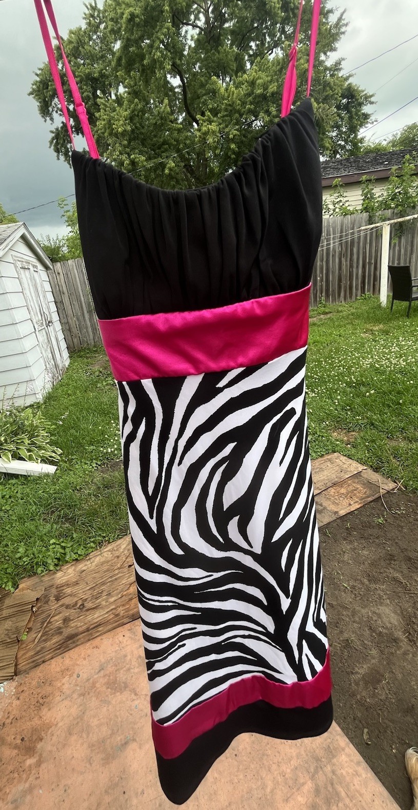 Ruby Rox Y2K zebra print mini dress in black, white, and hot pink Size L