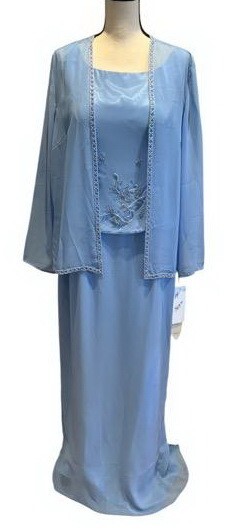Cassandra Stone Periwinkle Blue Mock Two-Piece Gown with Jacket Size 14 $369