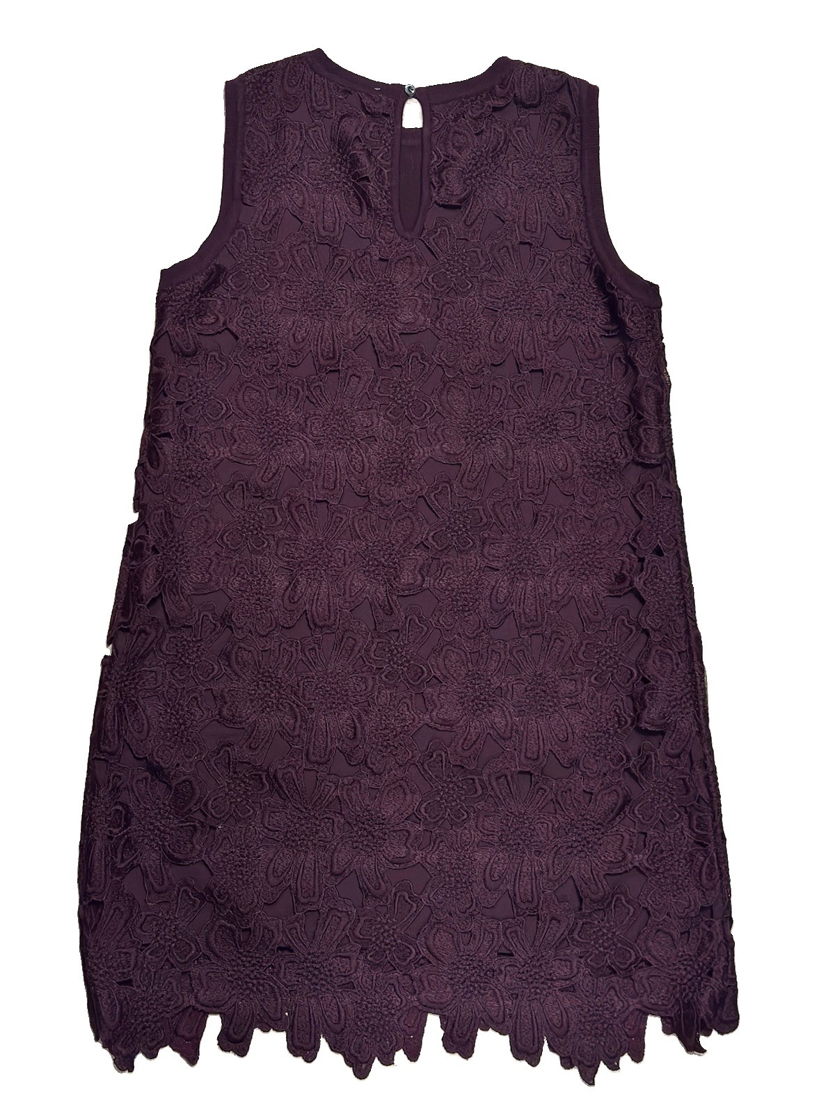 Karen Millen Plum Floral Lace Shift Dress, Size M (UK 12), Elegant Sleeveless