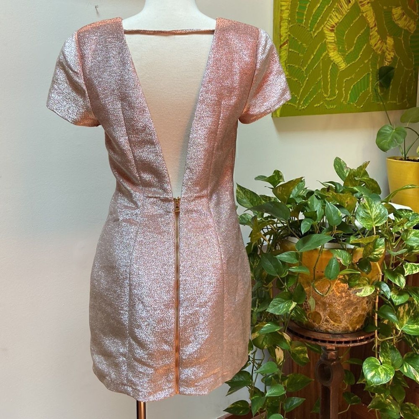Express Rose Gold Metallic Shimmer Open Back