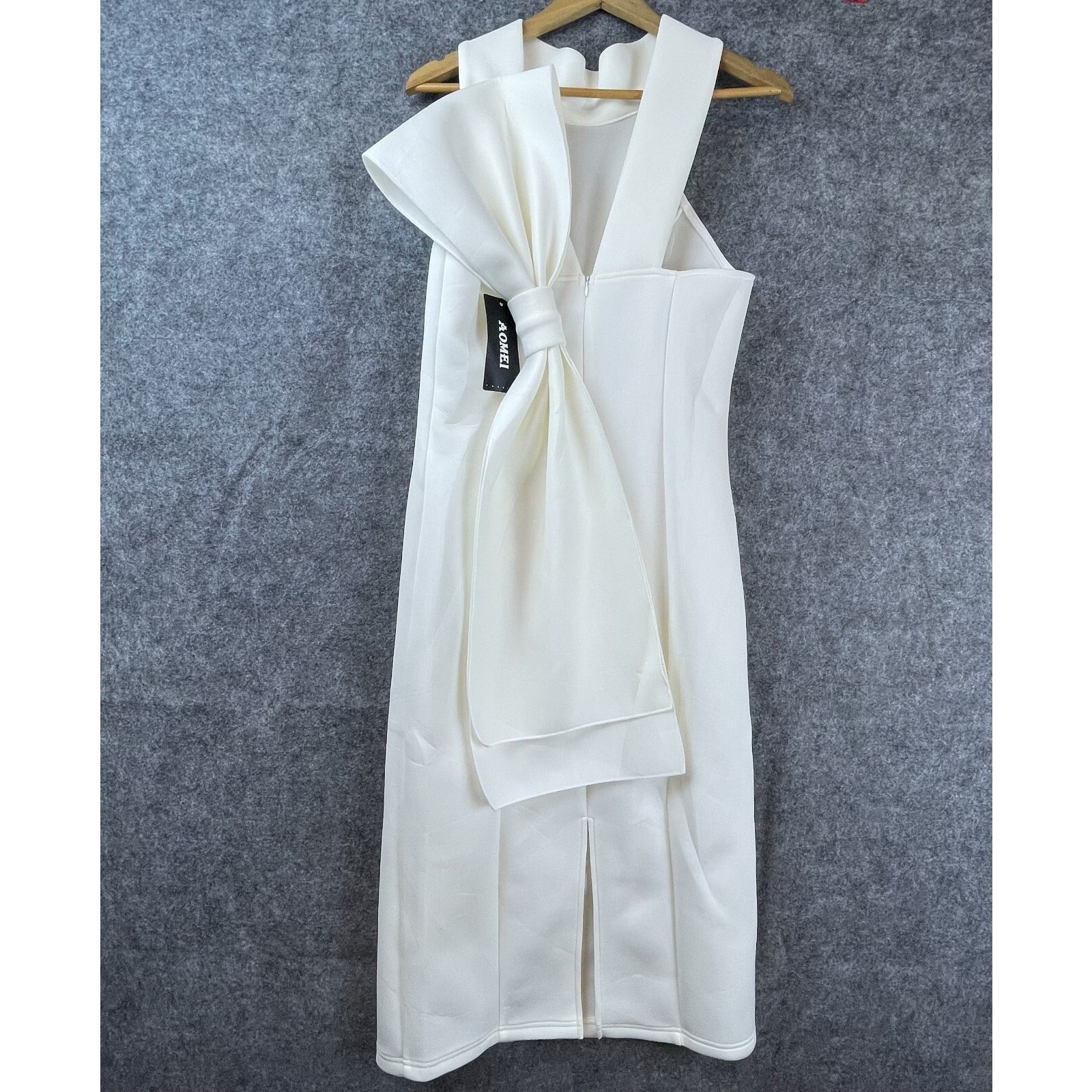 Aomei Dress Womens Large White Bow Chic Glamorous Avant Garde Diva Runway Style