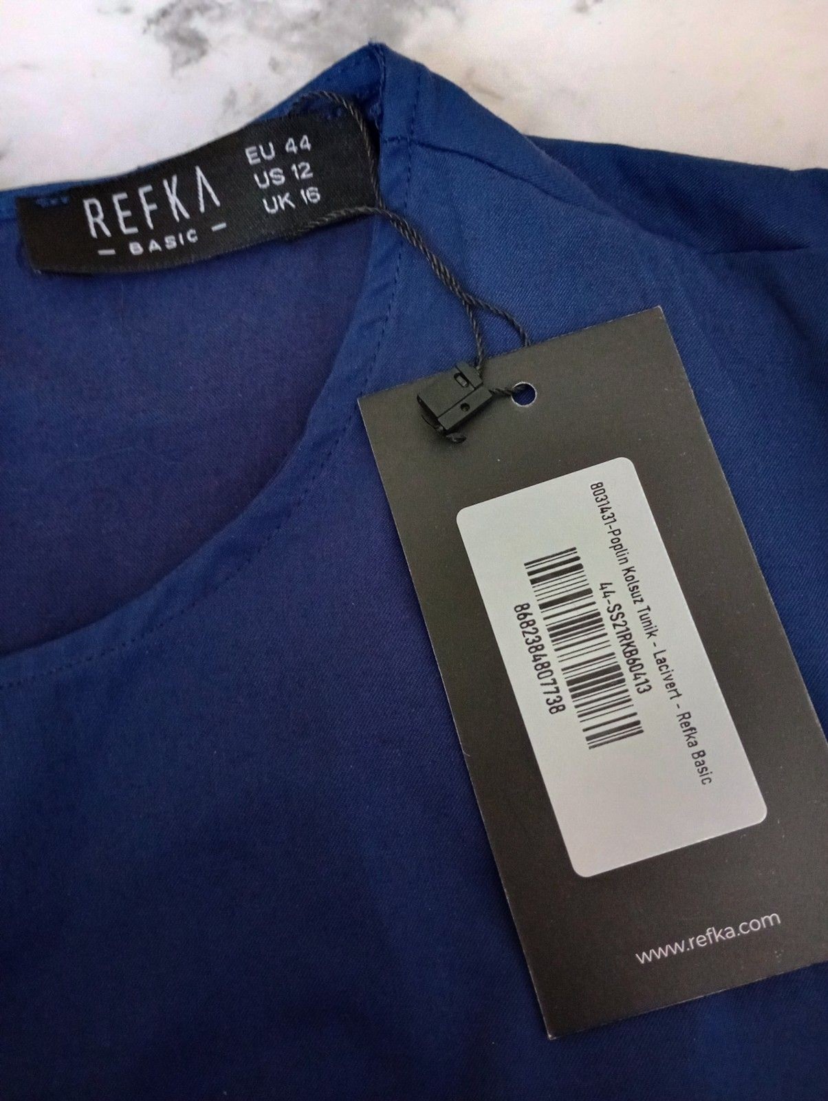 NWT Refka Navy Blue Sleeveless Sheath Style Tunic Size 12