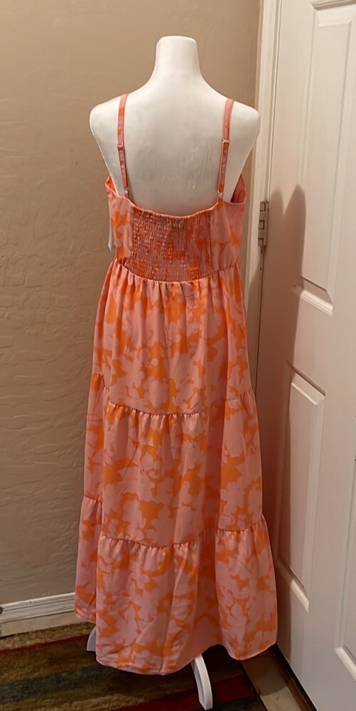 Floral Maxi Sundress Stretch Back Panel 17” P2P 52” Length Large Orig $69