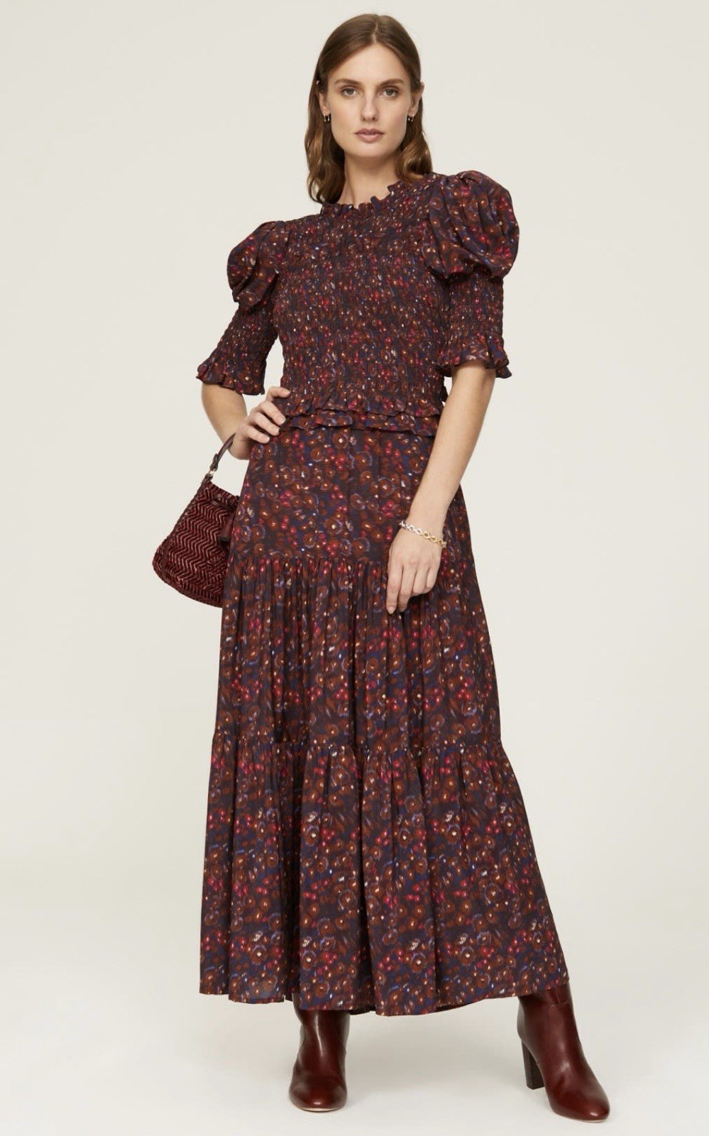 Sea New York Maroon Iilana Ikat Dress Size M (US 6-8)